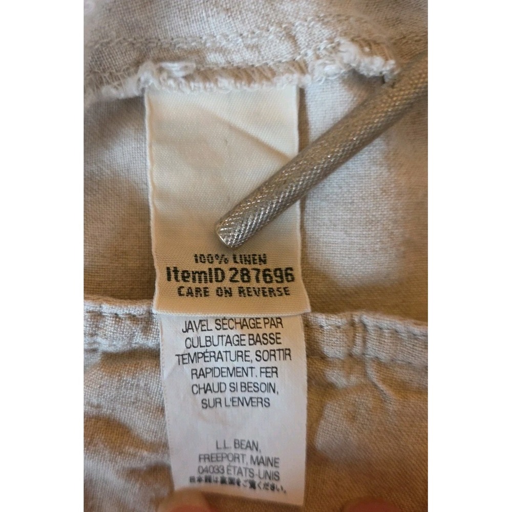 LL Bean Womens Khaki Linen Cropped Pants Size 10P Coastal Scandi Minimal Neutral - Picture 10 of 11